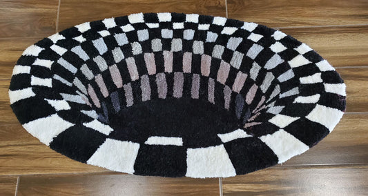 Custom Handmade Tufted Rug – Optical Illusion Vortex Design