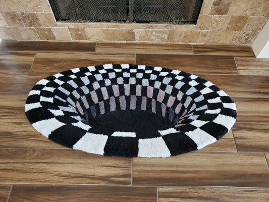 Custom Handmade Tufted Rug – Optical Illusion Vortex Design