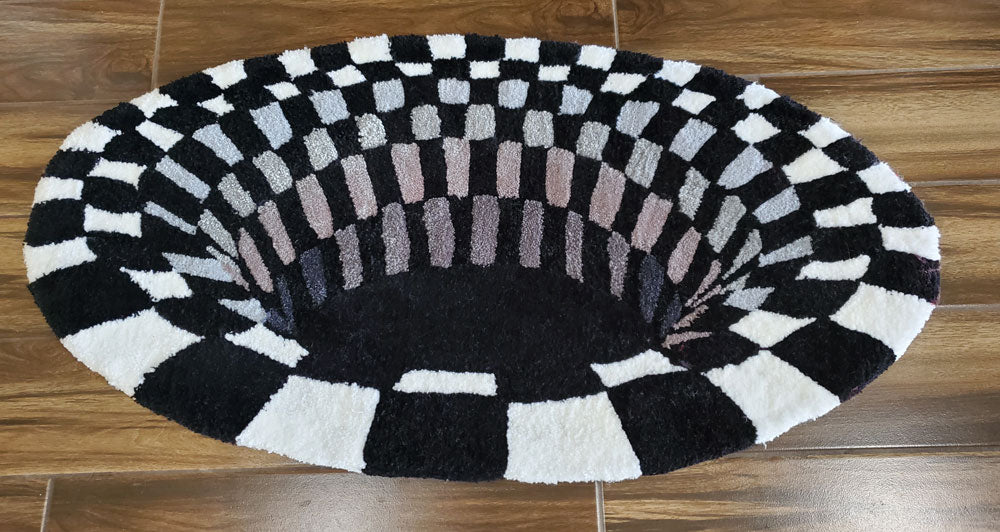 Custom Handmade Tufted Rug – Optical Illusion Vortex Design