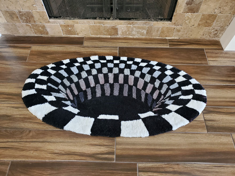Custom Handmade Tufted Rug – Optical Illusion Vortex Design